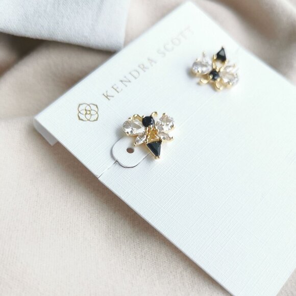 Kendra Scott Bee Crystal Stud Earrings Gold - Picture 2 of 3